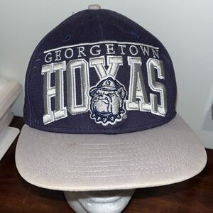 Two (2) Georgetown Hoyas snapback trucker style baseball & knit Beanie cap hat